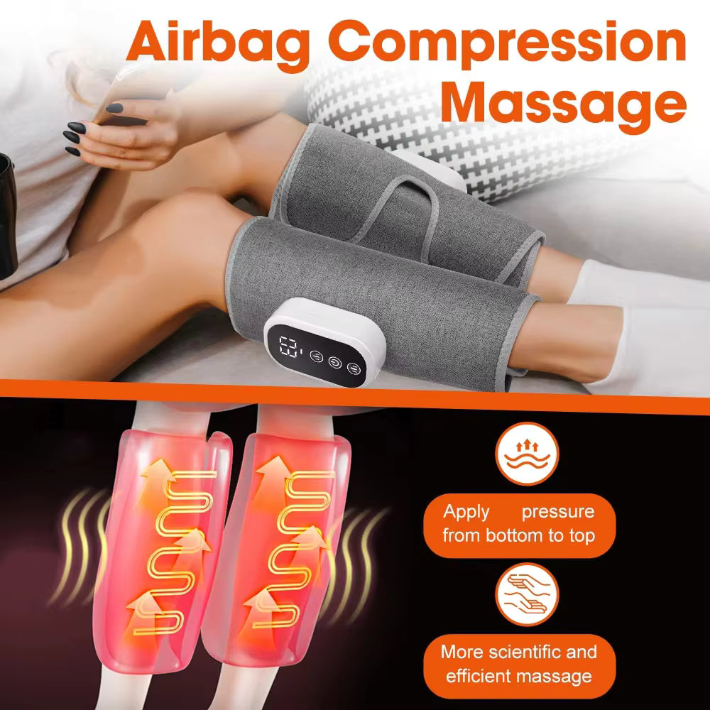 Wireless Air Compression Calf Massager – 3-Heat & 3-Mode Electric Leg Wrap