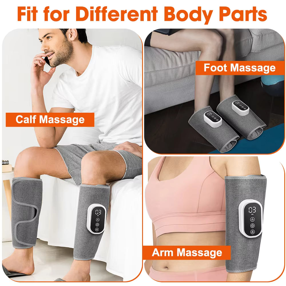 Wireless Air Compression Calf Massager – 3-Heat & 3-Mode Electric Leg Wrap