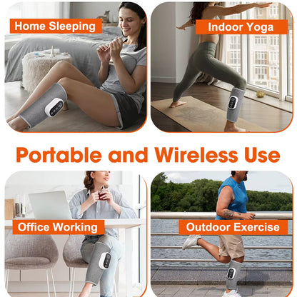 Wireless Air Compression Calf Massager – 3-Heat & 3-Mode Electric Leg Wrap